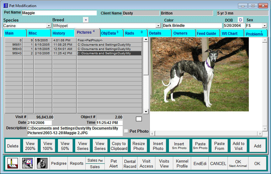 Pet Modification Screen with Photo